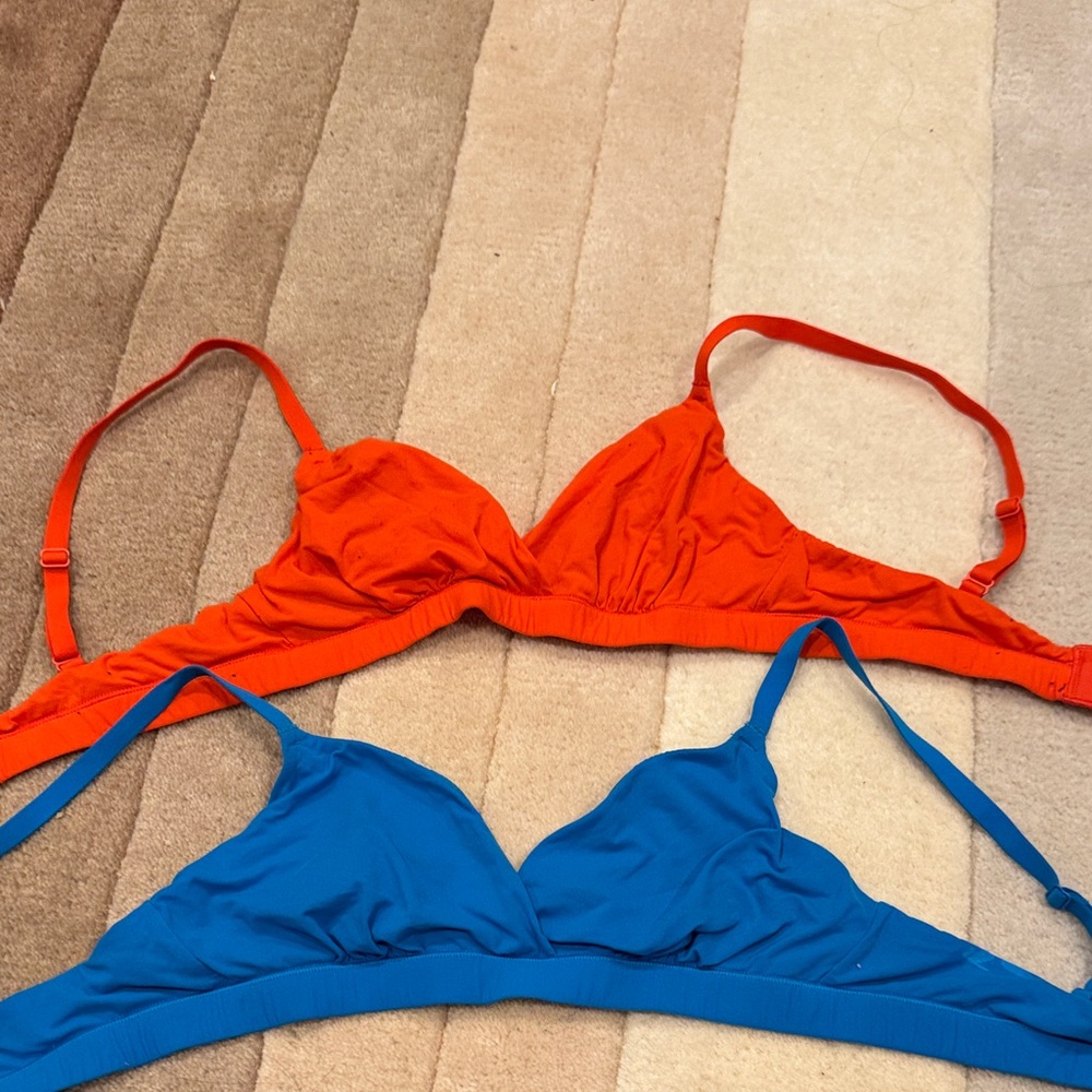 SKIMS Vibrant Orange and Blue Bralettes